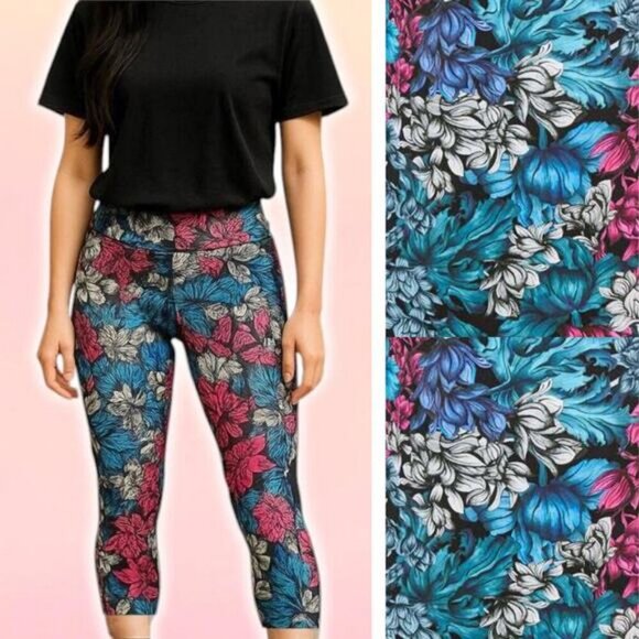 LULULEMON RARE Pace Rival Crop 22" Size 4 Nocturnal Floral Multi - Picture 1 of 5